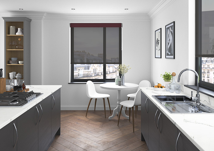 Rimini (Blackout), Plum & Optima Bracken - Double Roller Blind - Image 6